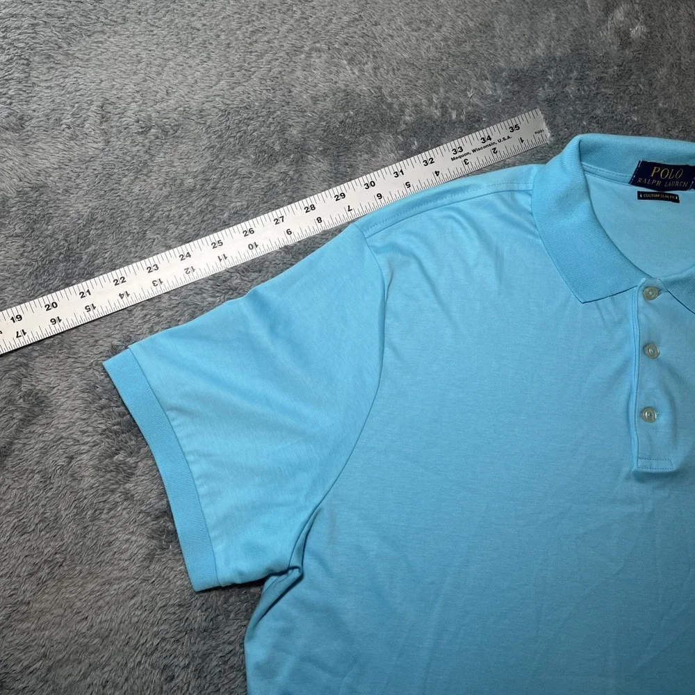 Polo Ralph Lauren Custom Slim Fit Men's Light Blue Short Sleeve SZ XL Flesh Pony